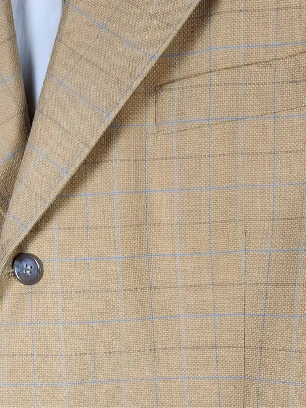 Hunt Club Yellow Checks 45% Wool Blazer Sport Coat
